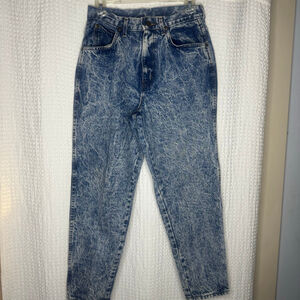 Vintage Women's Chic 12 Petite Blue Acid Wash High Rise Mom Jeans